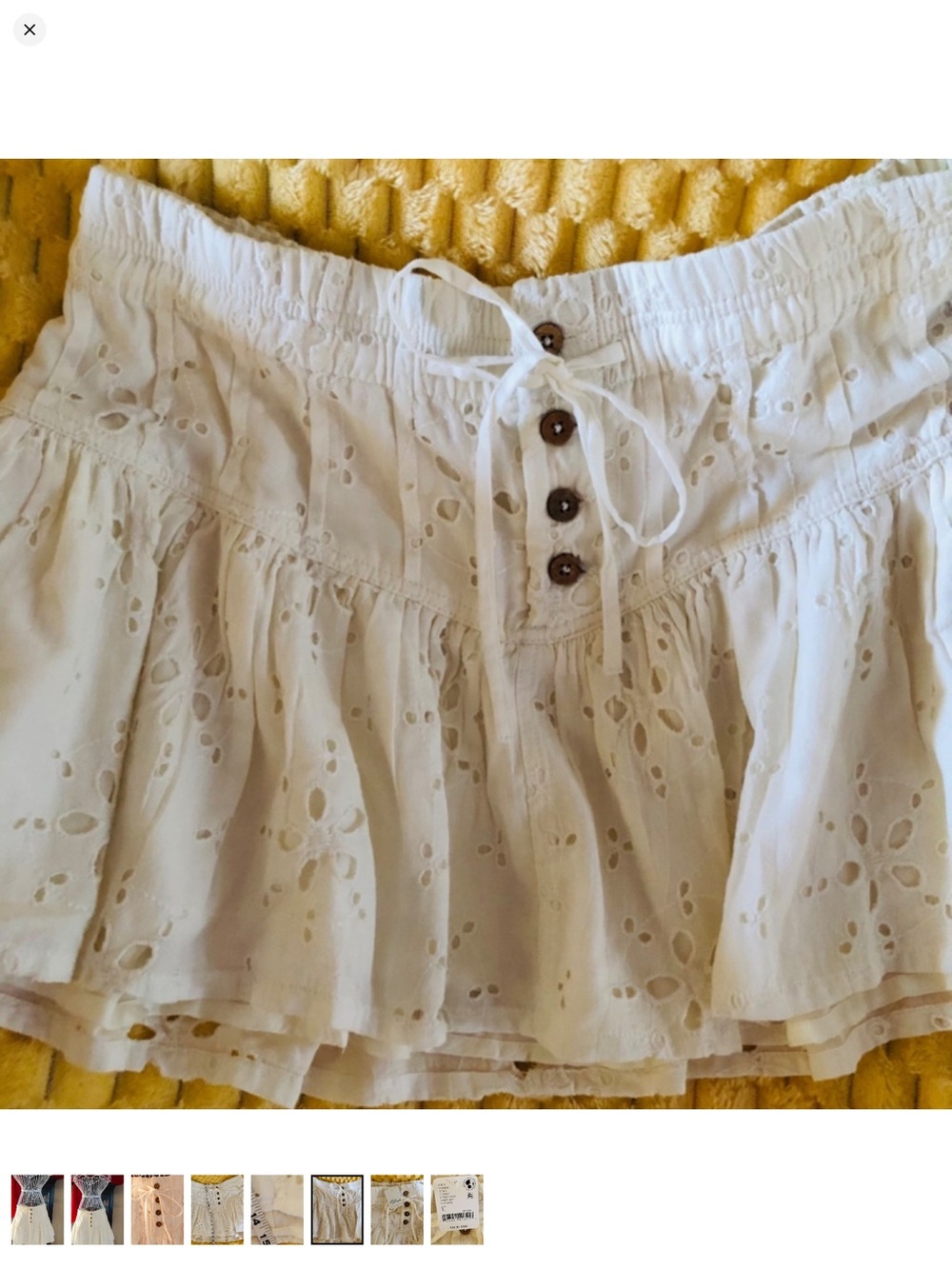 Free People Roselle Eyelet Skirt in Ivory size large - Picture 3 of 8